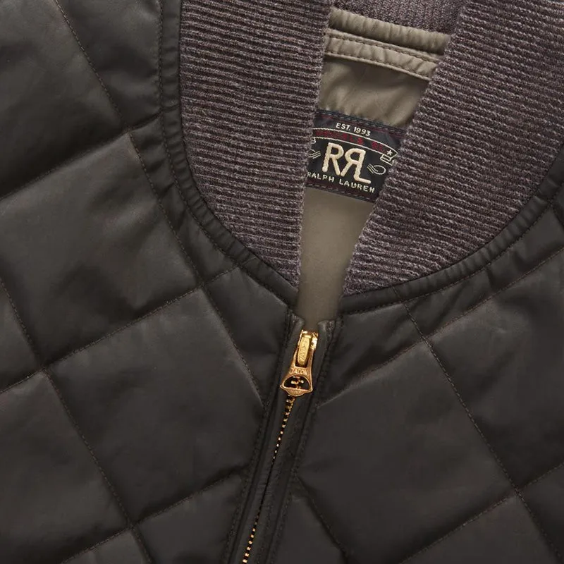 RRL von Ralph Lauren Steppter Twill-Futter Jacke Vintage Schwarz