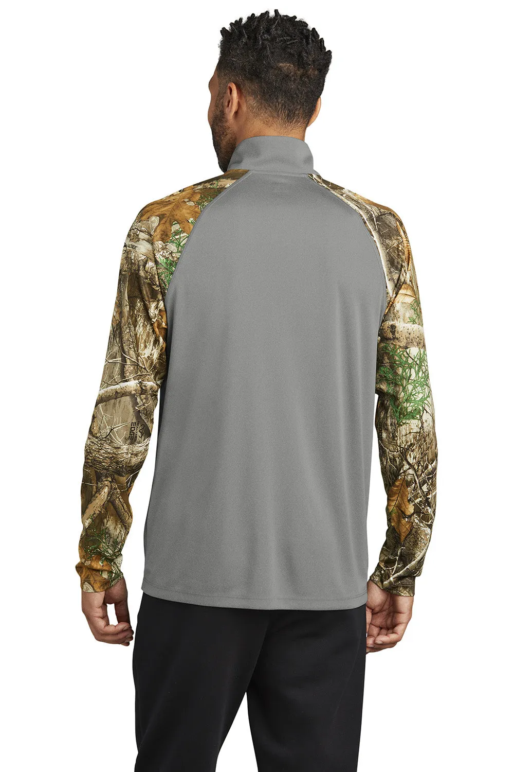 Russell Outdoors Herren Realtree Colorblock Feuchtigkeitstransportierendes 1/4-Zip Sweatshirt - Heather Concrete Grau/Realtree Edge Camo