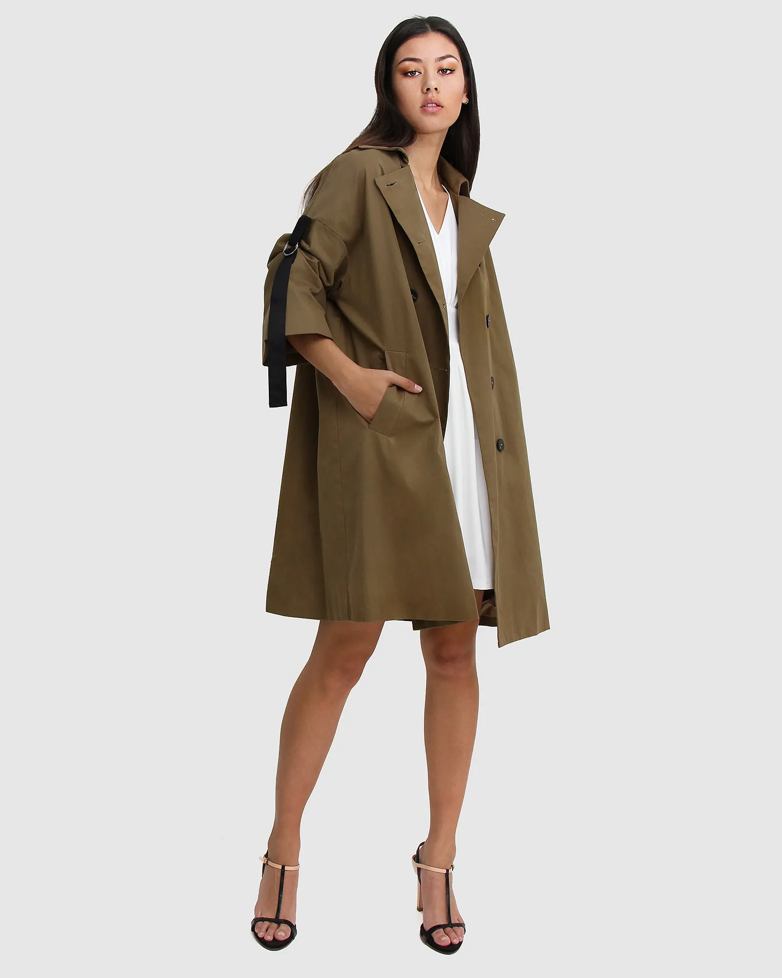 Russischer Romance Übergroßer Trenchcoat - Militär