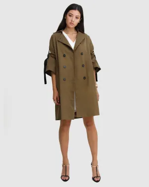 Russischer Romance Übergroßer Trenchcoat - Militär