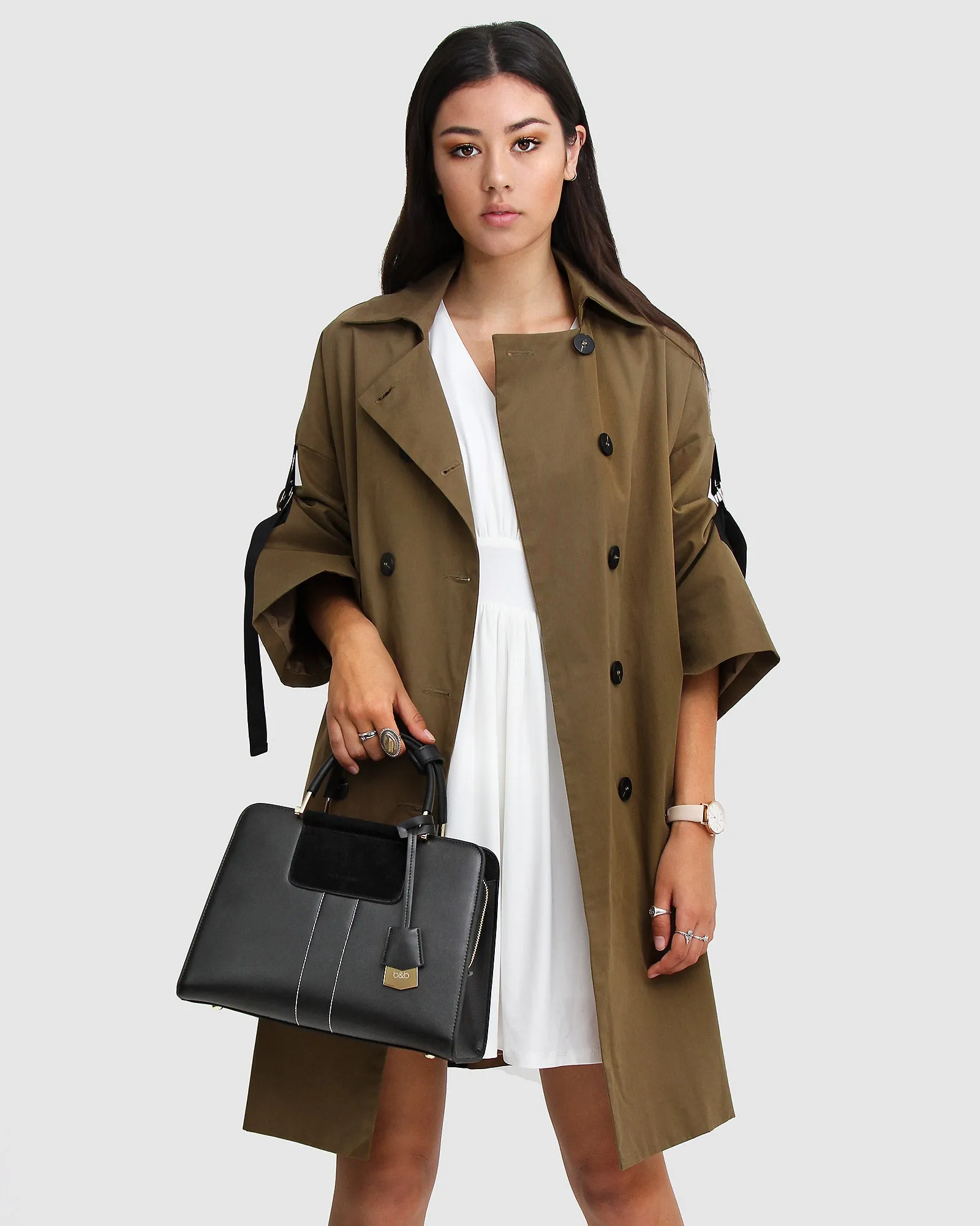 Russischer Romance Übergroßer Trenchcoat - Militär