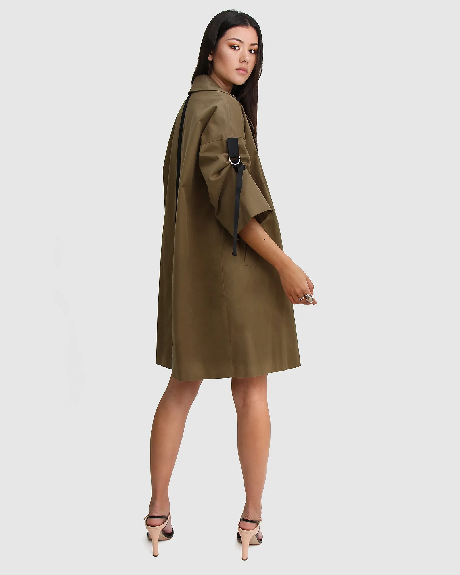 Russischer Romance Übergroßer Trenchcoat - Militär