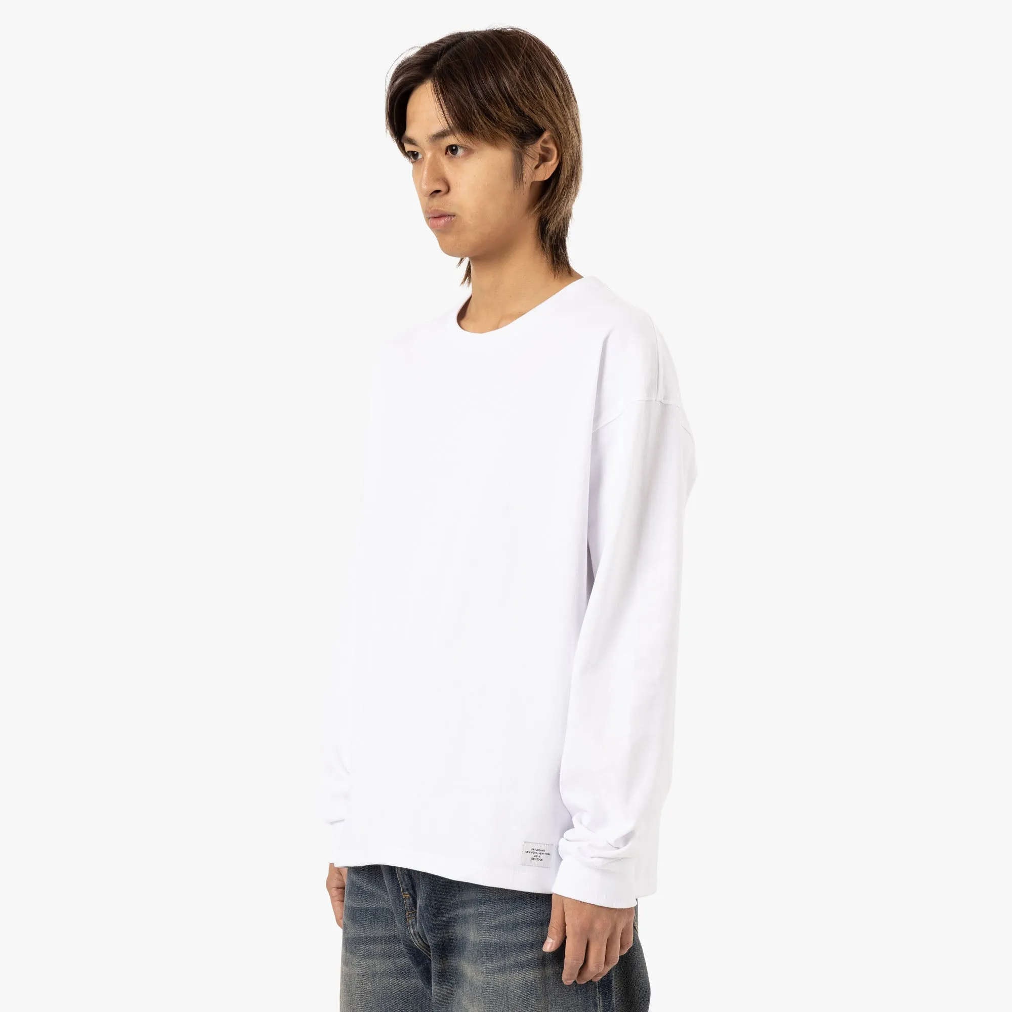 Saturdays NYC Max Weight Langarm-T-Shirt / Weiß