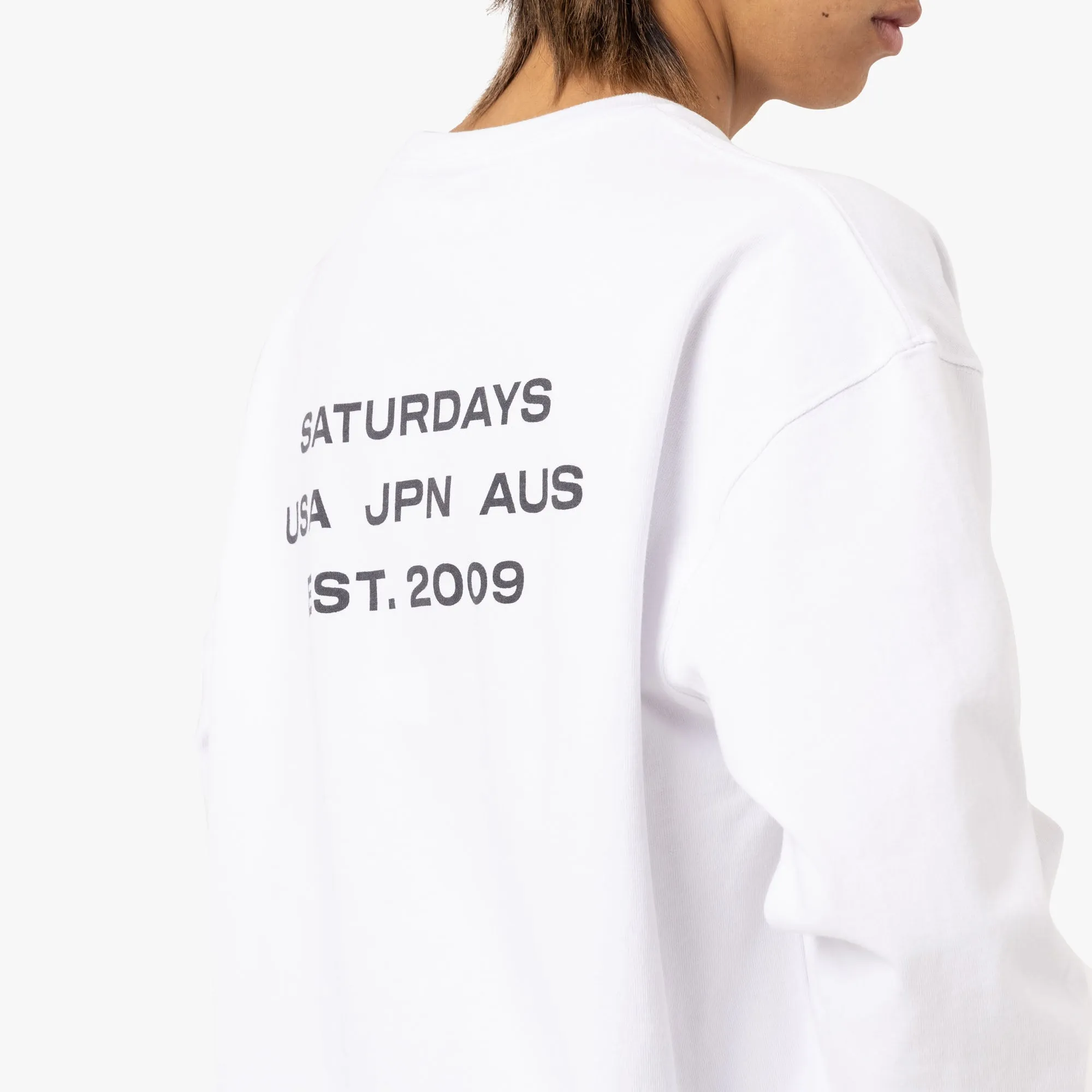 Saturdays NYC Max Weight Langarm-T-Shirt / Weiß
