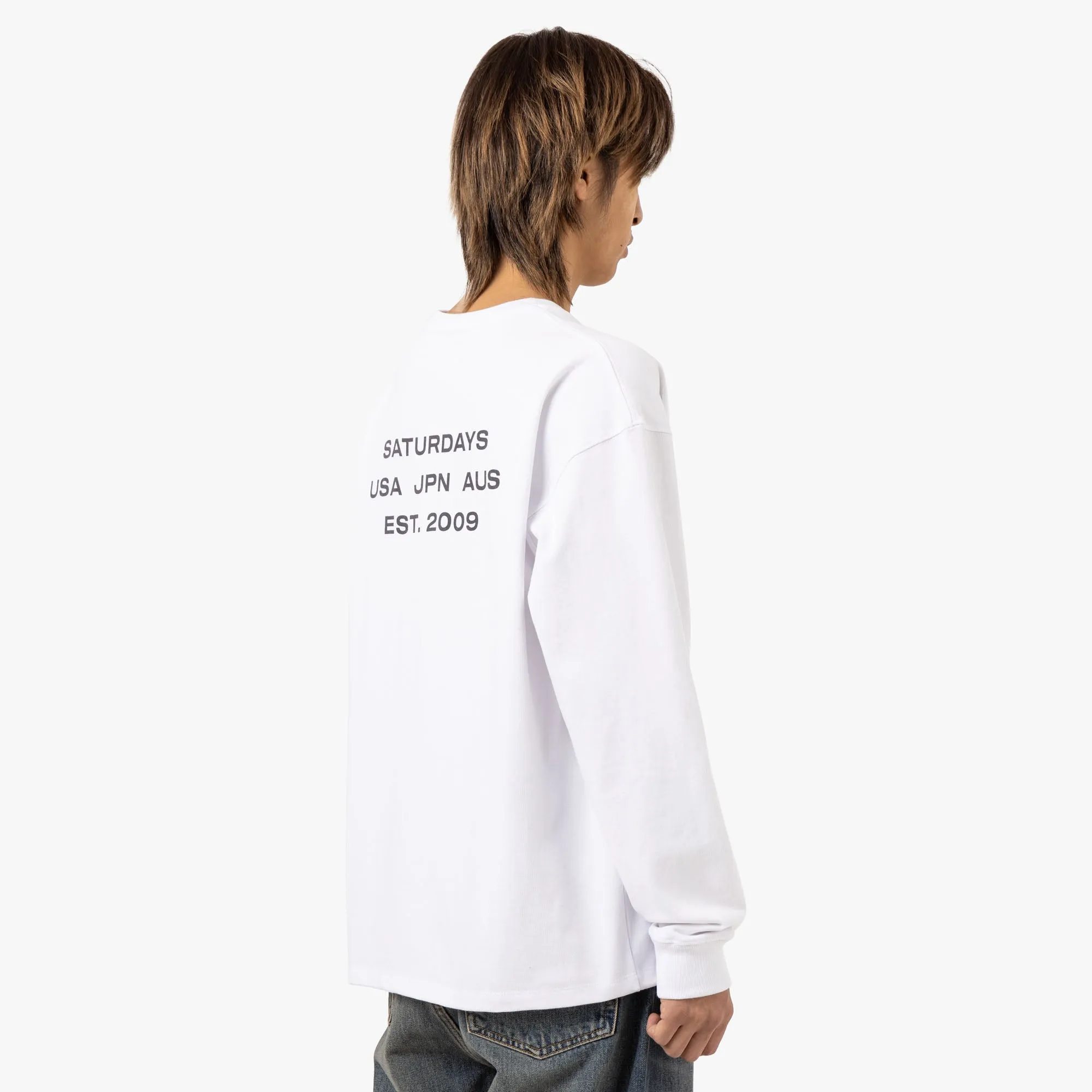 Saturdays NYC Max Weight Langarm-T-Shirt / Weiß