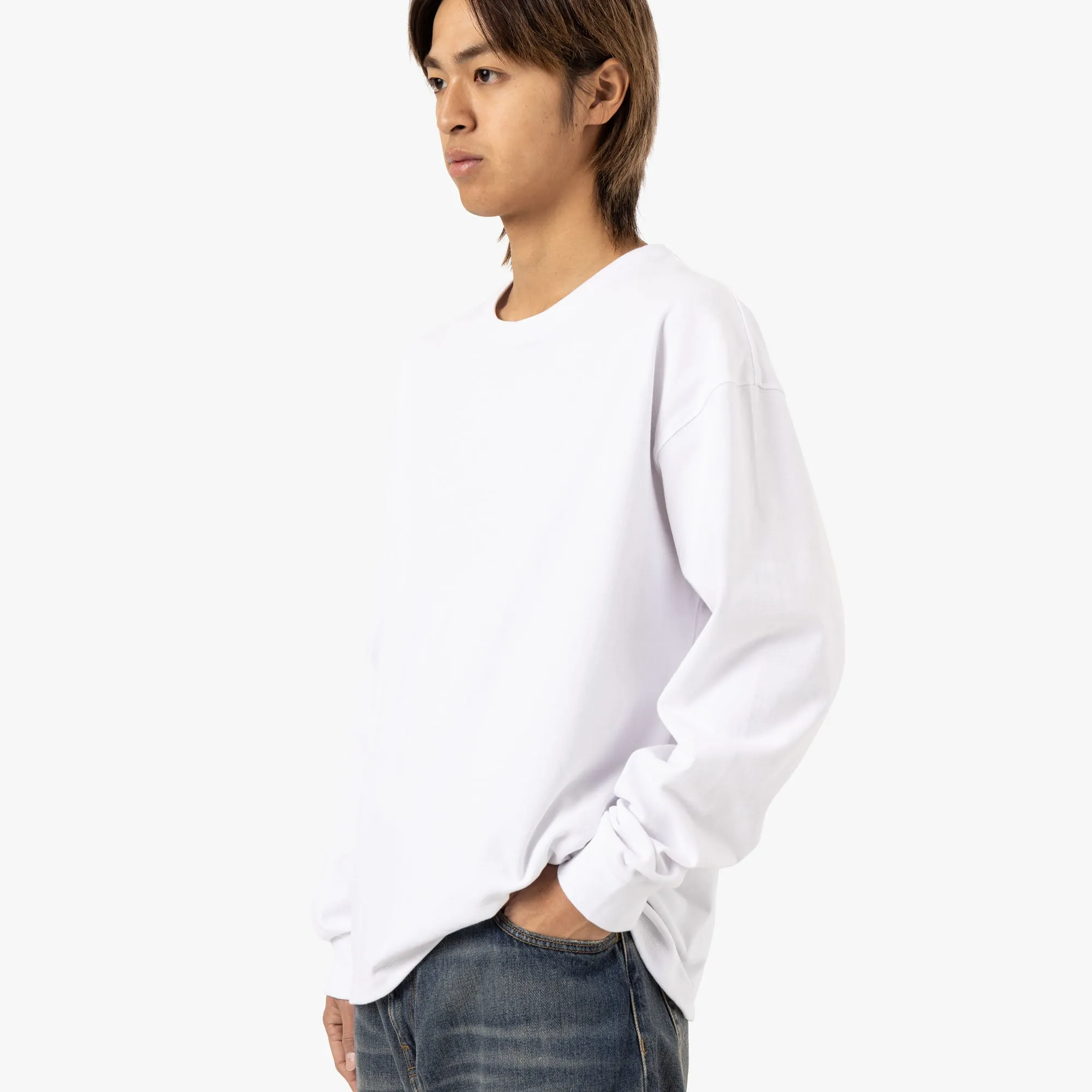 Saturdays NYC Max Weight Langarm-T-Shirt / Weiß