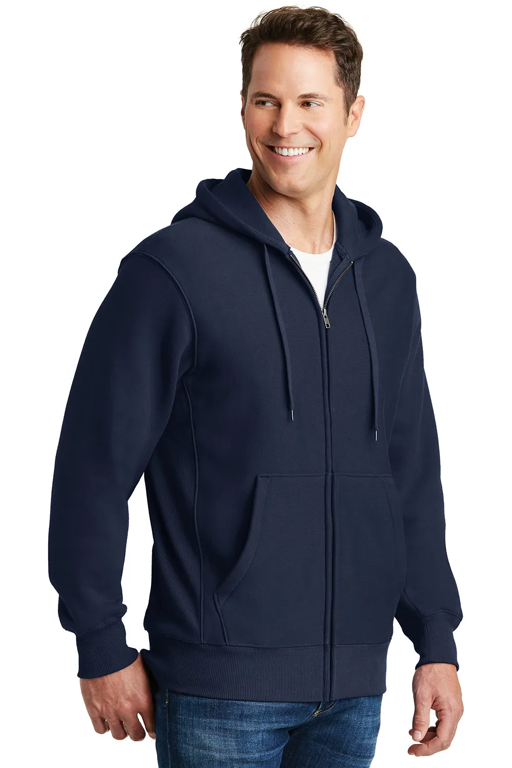 Sport-Tek Herren Fleece Full-Zip Kapuzenpullover mit Taschen - Echt Marineblau