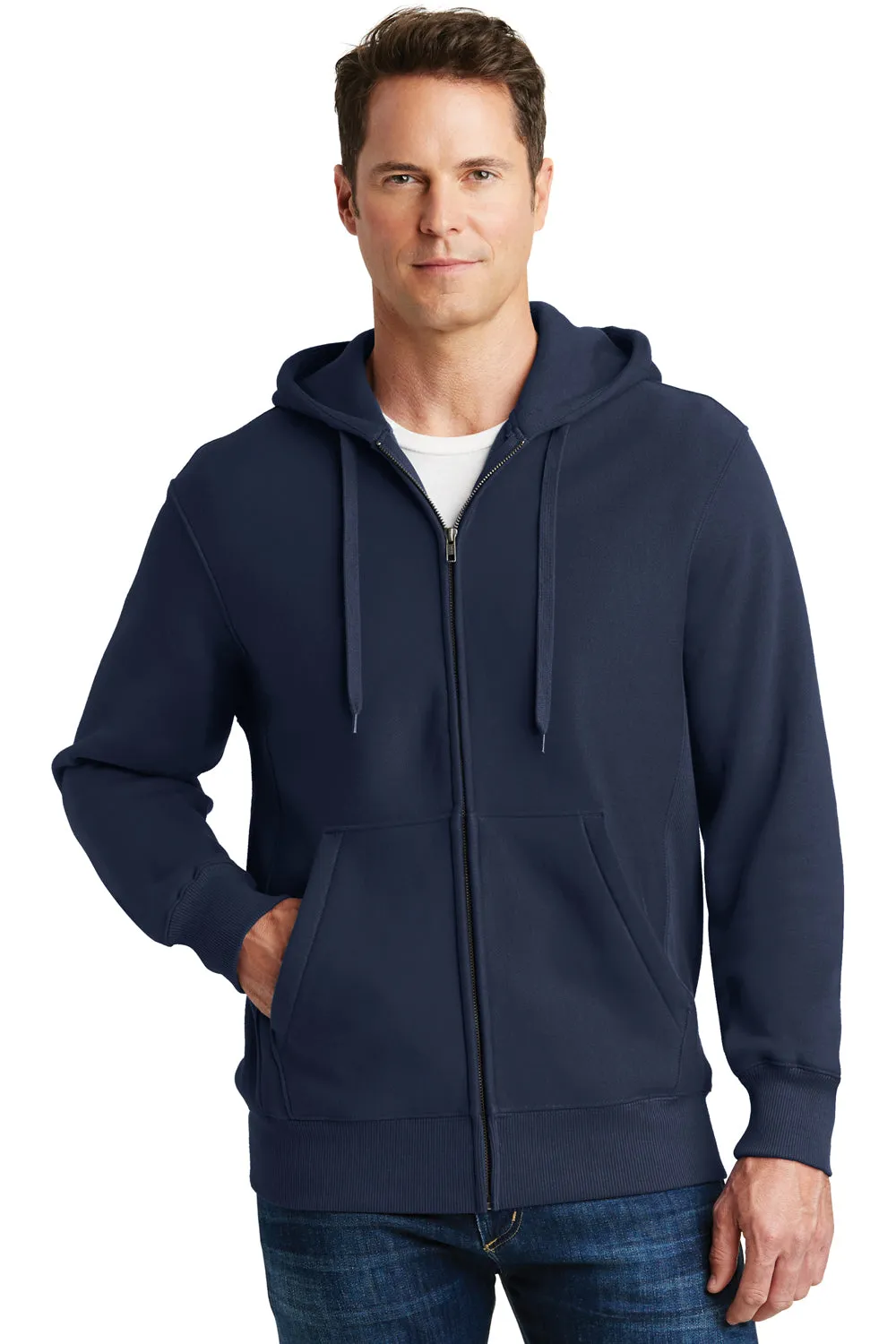 Sport-Tek Herren Fleece Full-Zip Kapuzenpullover mit Taschen - Echt Marineblau