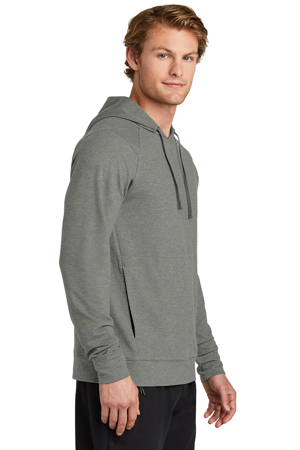 Sport-Tek Herren Flex Fleece Feuchtigkeitstransportierende Kapuzenpullover Hoodie mit Taschen - Heather Hellgrau