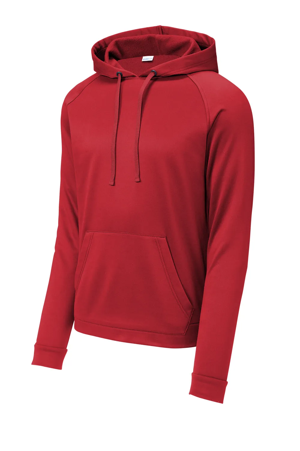 Sport-Tek Herren Re-Compete Fleece Anti-Statik Kapuzenpullover Hoodie mit Beuteltasche - Echtes Rot