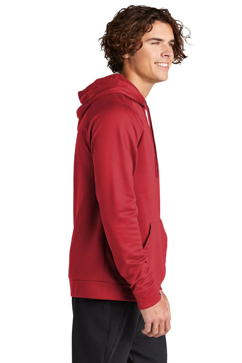 Sport-Tek Herren Re-Compete Fleece Anti-Statik Kapuzenpullover Hoodie mit Beuteltasche - Echtes Rot