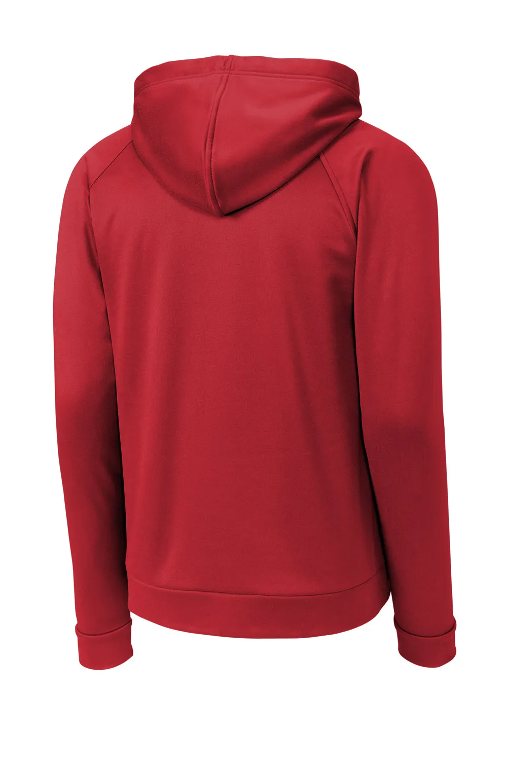 Sport-Tek Herren Re-Compete Fleece Anti-Statik Kapuzenpullover Hoodie mit Beuteltasche - Echtes Rot