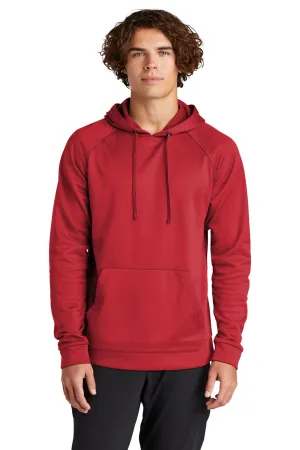 Sport-Tek Herren Re-Compete Fleece Anti-Statik Kapuzenpullover Hoodie mit Beuteltasche - Echtes Rot