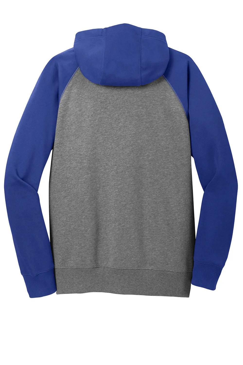 Sport-Tek Herren Fleece-Pullover mit Kapuze und Reißverschluss, schrumpfresistent, mit Taschen - Heather Vintage Grau/Echt Royalblau - Auslaufmodell