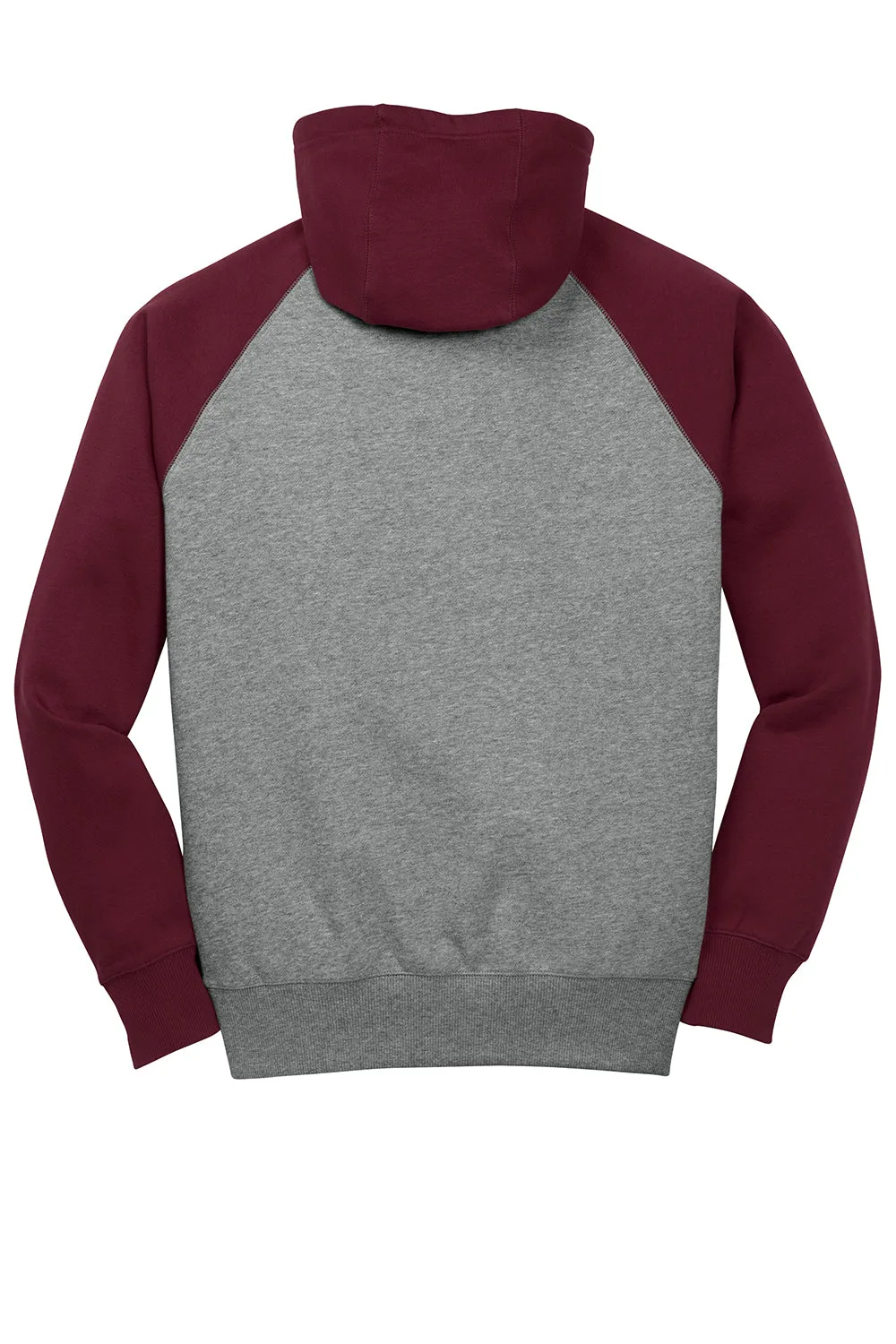 Sport-Tek Herren Fleece Kapuzenpullover mit Brusttasche - Vintage Grau/Bordeaux