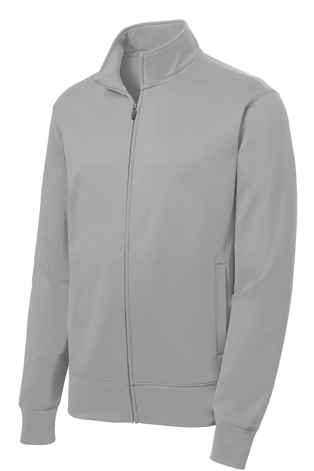 Sport-Tek Herren Sport-Wick Feuchtigkeitstransport Fleece Full-Zip Sweatshirt mit Taschen - Silbergrau