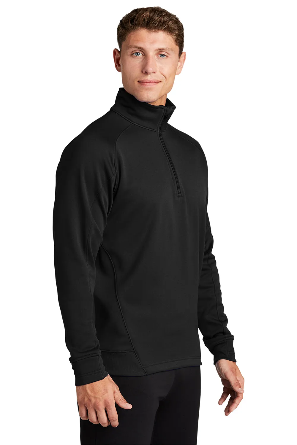 Sport-Tek Herren Tech Feuchtigkeitstransport-Fleece 1/4-Zip Sweatshirt mit Tasche - Schwarz
