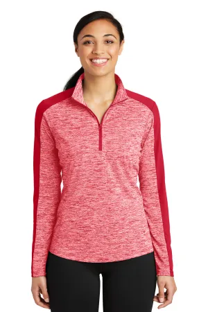 Sport-Tek Damen Electric Heather Feuchtigkeitstransportierendes 1/4-Zip Sweatshirt - Tiefrot Electric/Tiefrot
