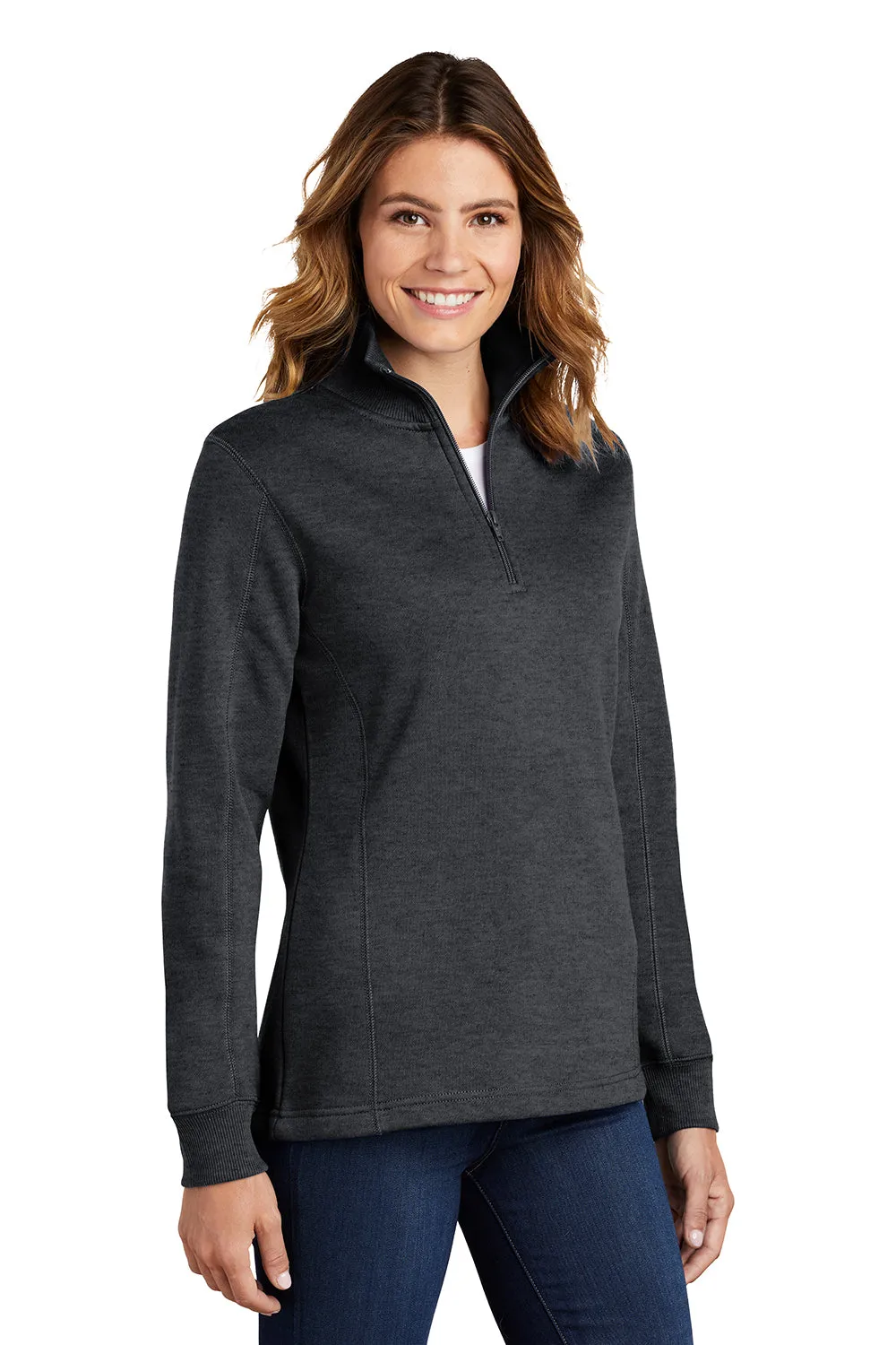 Sport-Tek Damen Fleece-Pullover mit 1/4-Zip und Schrumpffestigkeit - Heather Graphitgrau