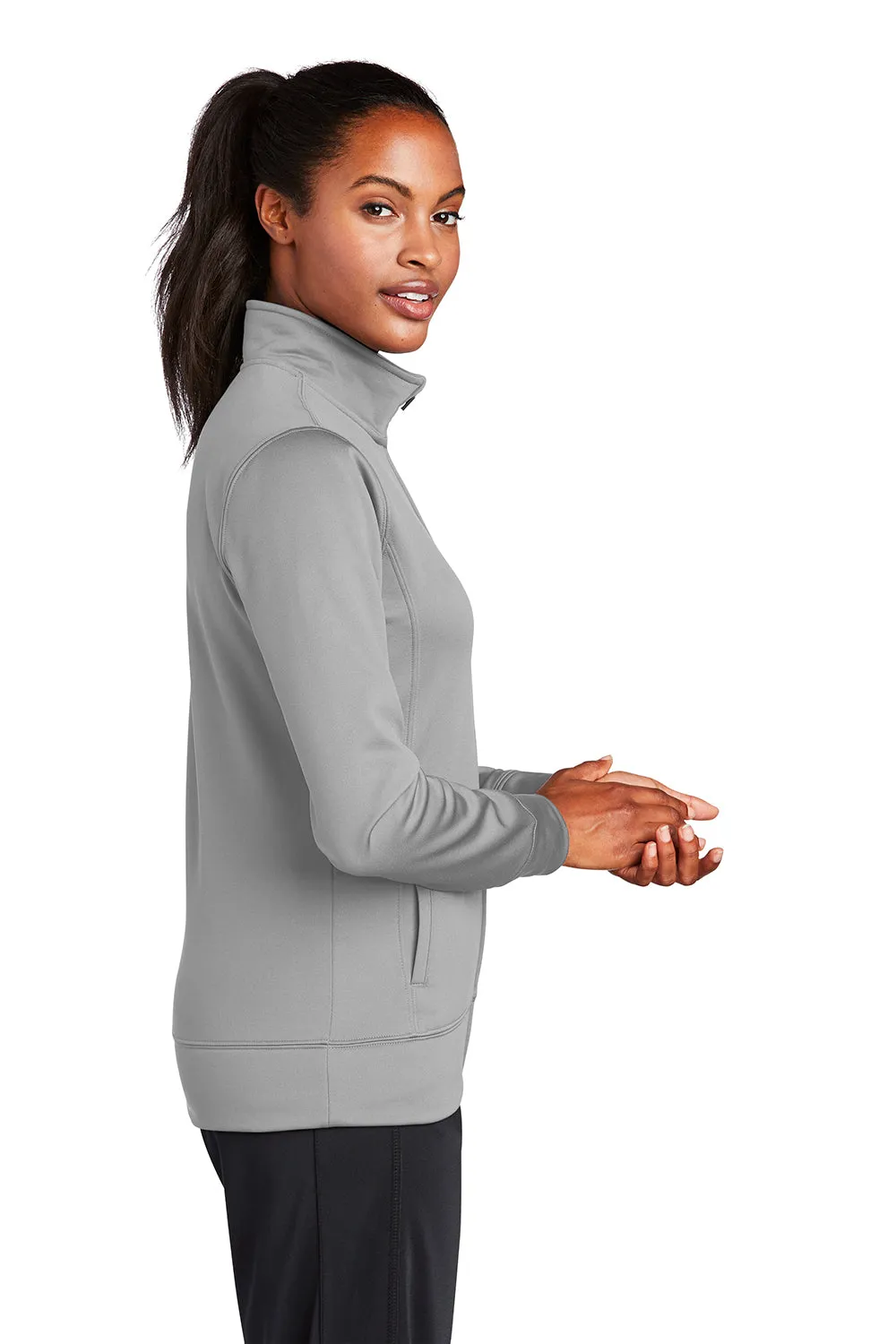 Sport-Tek Damen Sport-Wick Feuchtigkeitstransportierender Fleece Full-Zip Sweatshirt mit Taschen - Silbergrau