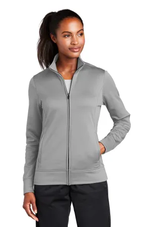 Sport-Tek Damen Sport-Wick Feuchtigkeitstransportierender Fleece Full-Zip Sweatshirt mit Taschen - Silbergrau