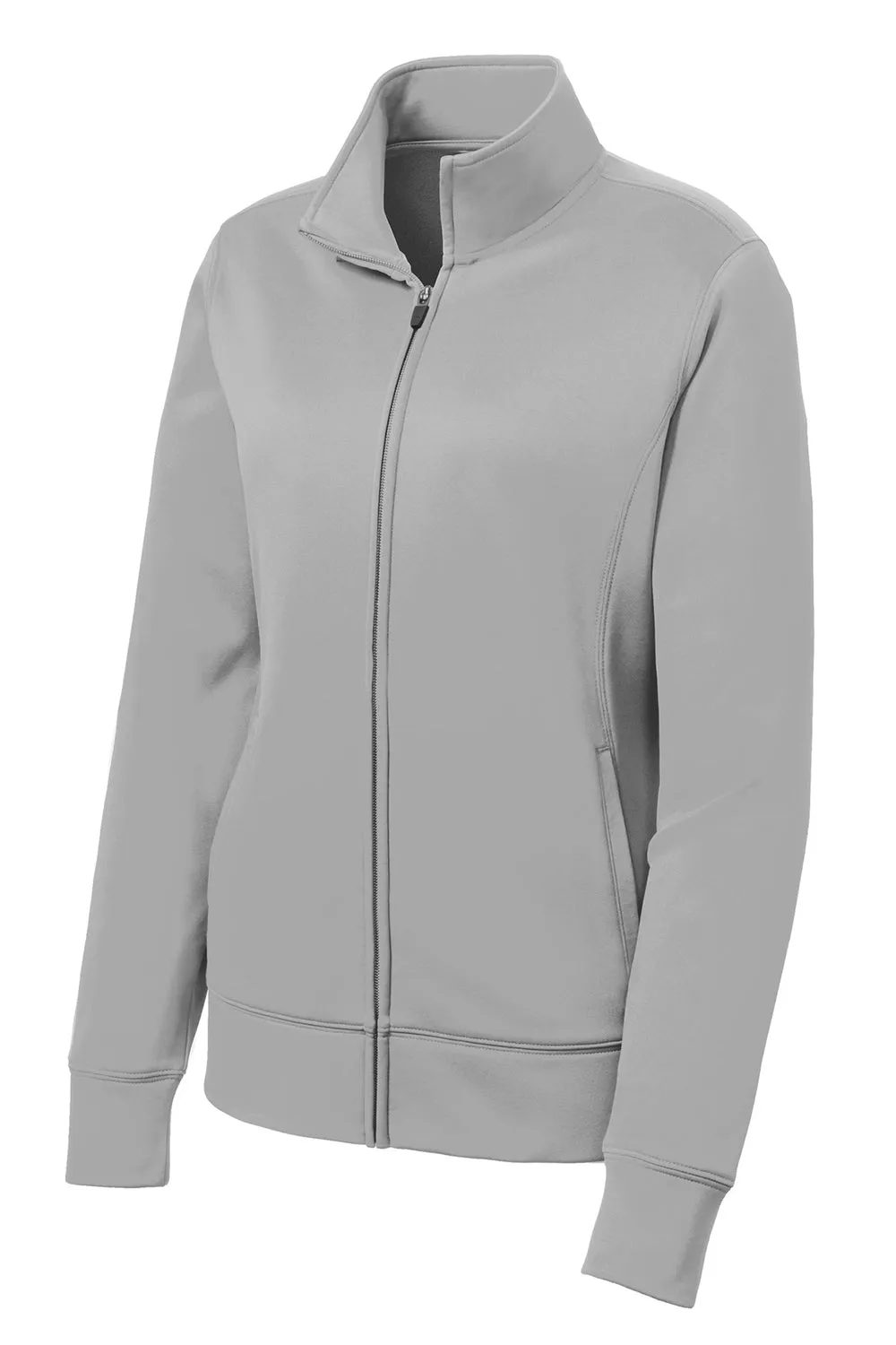 Sport-Tek Damen Sport-Wick Feuchtigkeitstransportierender Fleece Full-Zip Sweatshirt mit Taschen - Silbergrau