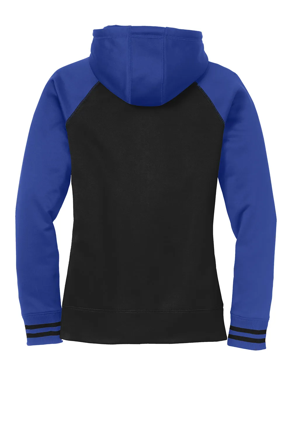 Sport-Tek Damen Sport-Wick Feuchtigkeitstransportierende Fleece Kapuzenpullover Hoodie mit Taschen - Schwarz/Echt Königsblau