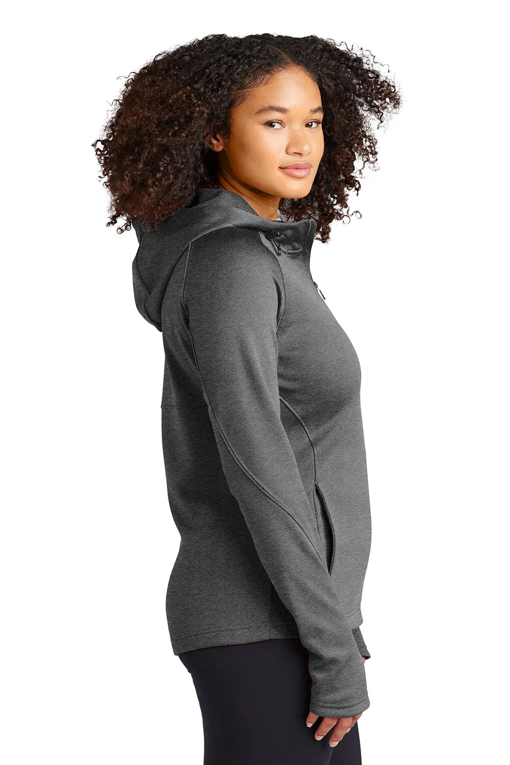 Sport-Tek Damen Tech Feuchtigkeitstransportierende Fleece Kapuzenpullover mit Reißverschluss und Taschen - Heather Graphitgrau