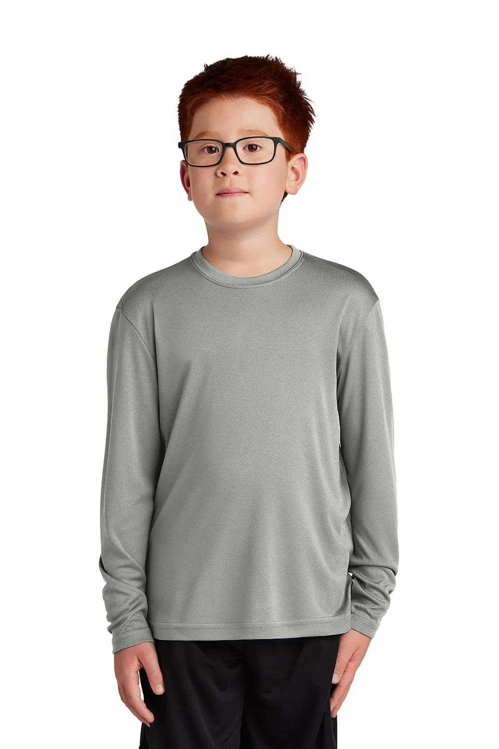 Sport-Tek Jugend Competitor Feuchtigkeitstransportierendes Langarm-Crewneck T-Shirt - Betongrau