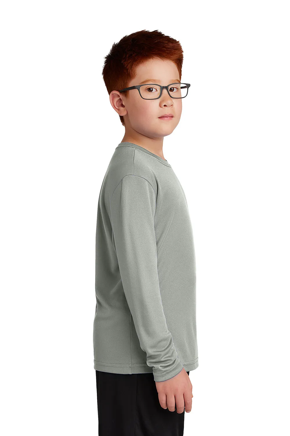 Sport-Tek Jugend Competitor Feuchtigkeitstransportierendes Langarm-Crewneck T-Shirt - Betongrau