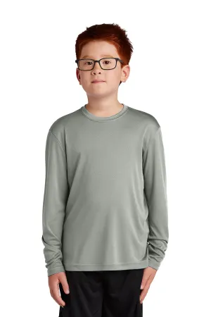 Sport-Tek Jugend Competitor Feuchtigkeitstransportierendes Langarm-Crewneck T-Shirt - Betongrau