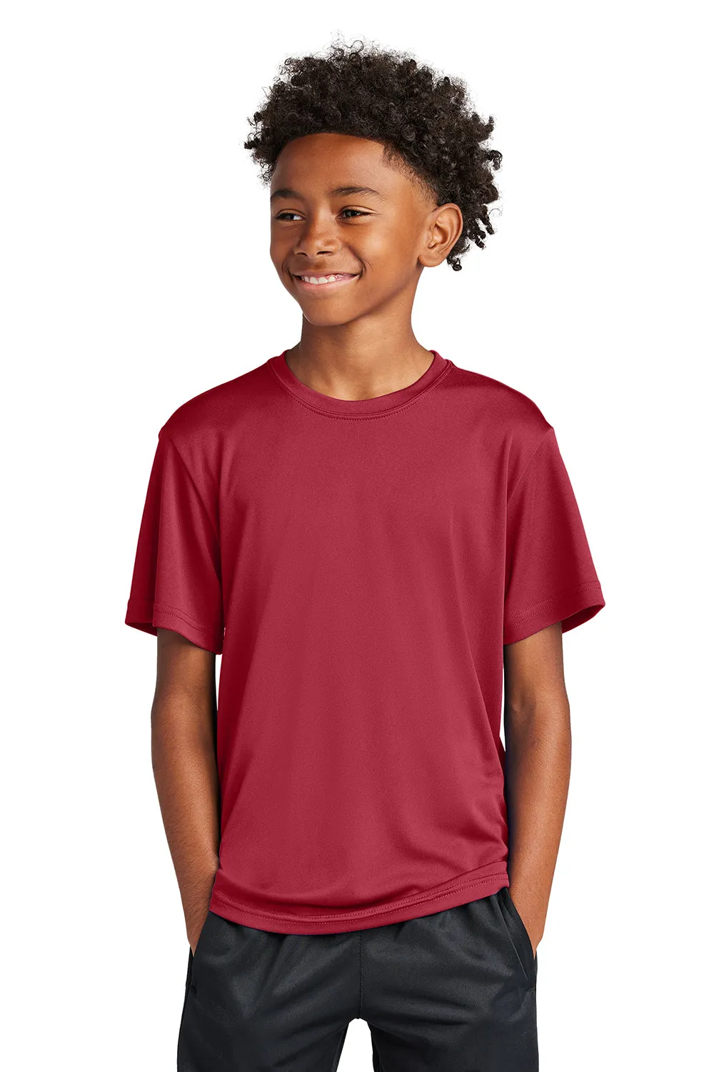 Sport-Tek Jugend Competitor Feuchtigkeitstransportierendes Kurzarm-Crewneck T-Shirt - Tiefrot