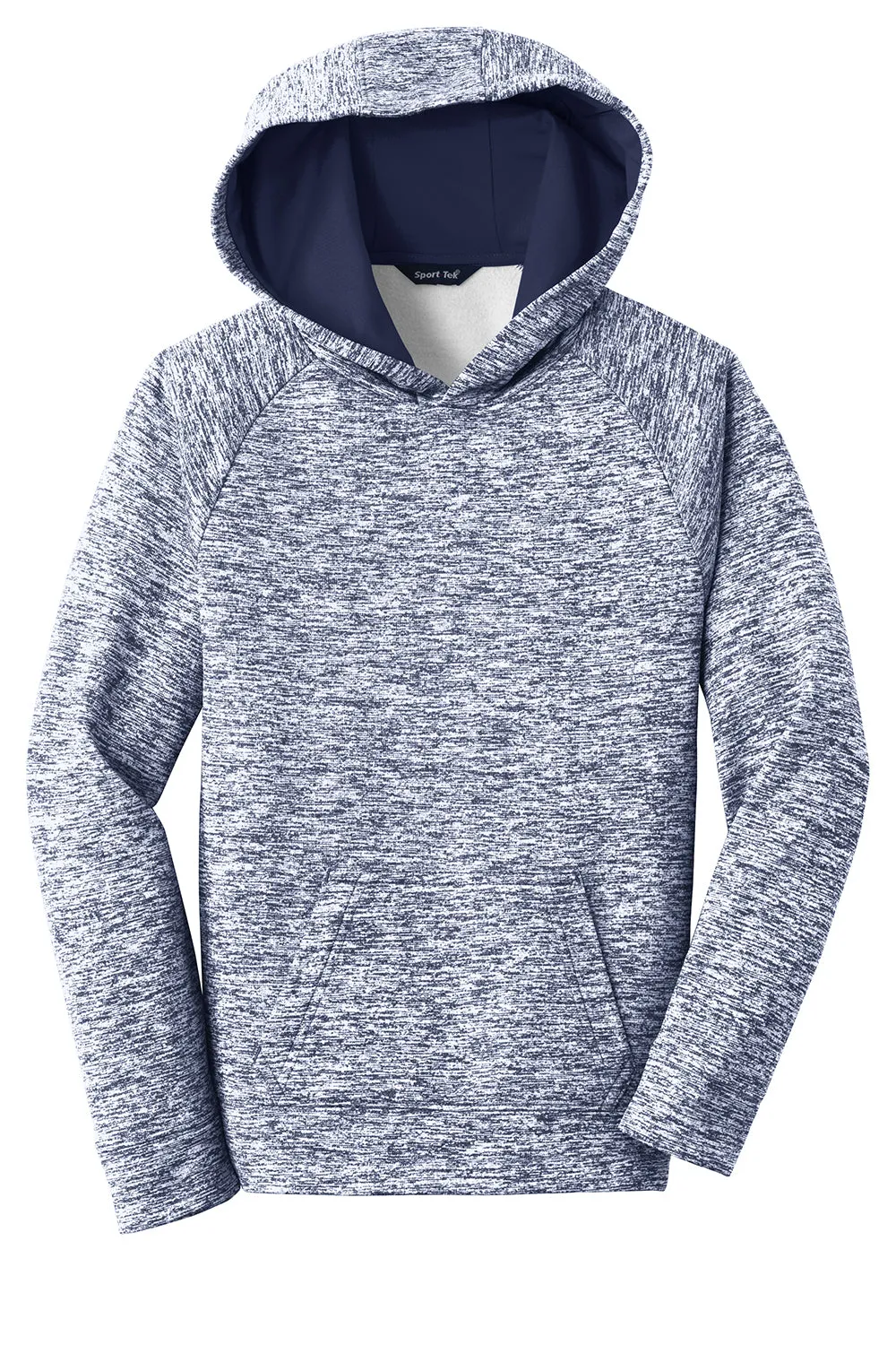 Sport-Tek Jugendliche Elektrisch Heather Feuchtigkeitstransportierende Fleece Kapuzenpullover Hoodie mit Beuteltasche - Echt Marineblau Elektrisch