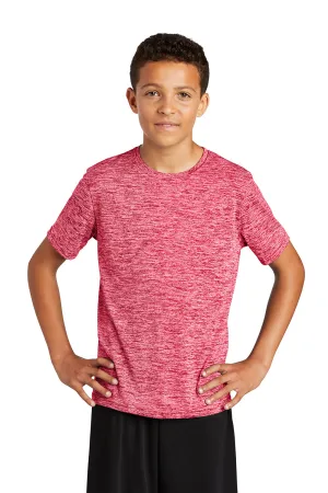 Sport-Tek Jugendliche Elektrisch Heather Feuchtigkeitstransportierendes Kurzarm-Crewneck T-Shirt - Power Pink Elektrisch - Ausverkauf