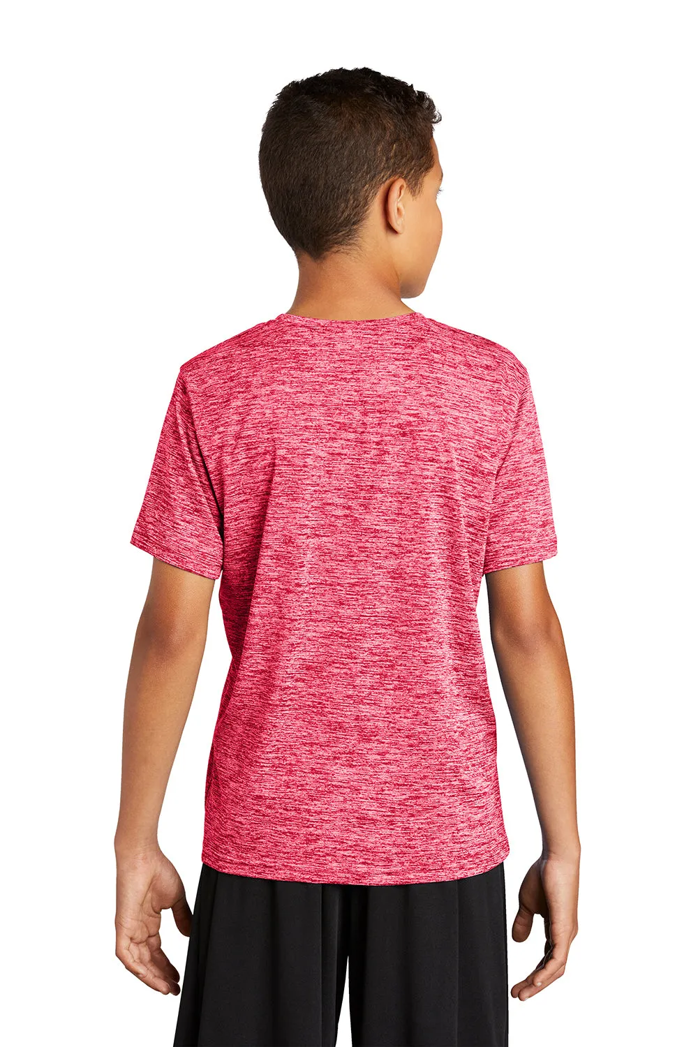 Sport-Tek Jugendliche Elektrisch Heather Feuchtigkeitstransportierendes Kurzarm-Crewneck T-Shirt - Power Pink Elektrisch - Ausverkauf