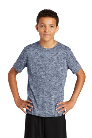 Sport-Tek Jugendliche Elektrisch Heather Feuchtigkeitstransportierendes Kurzarm-Crewneck T-Shirt - Echt Marineblau Elektrisch