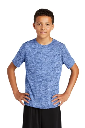 Sport-Tek Jugendliche Elektrisch Heather Feuchtigkeitstransportierendes Kurzarm-Crewneck T-Shirt - Echtes Königsblau Elektrisch