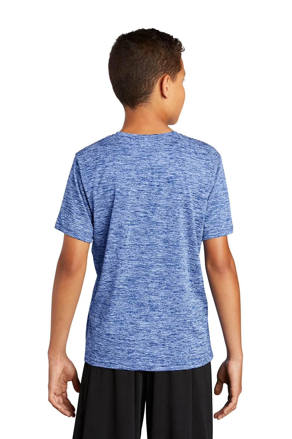 Sport-Tek Jugendliche Elektrisch Heather Feuchtigkeitstransportierendes Kurzarm-Crewneck T-Shirt - Echtes Königsblau Elektrisch