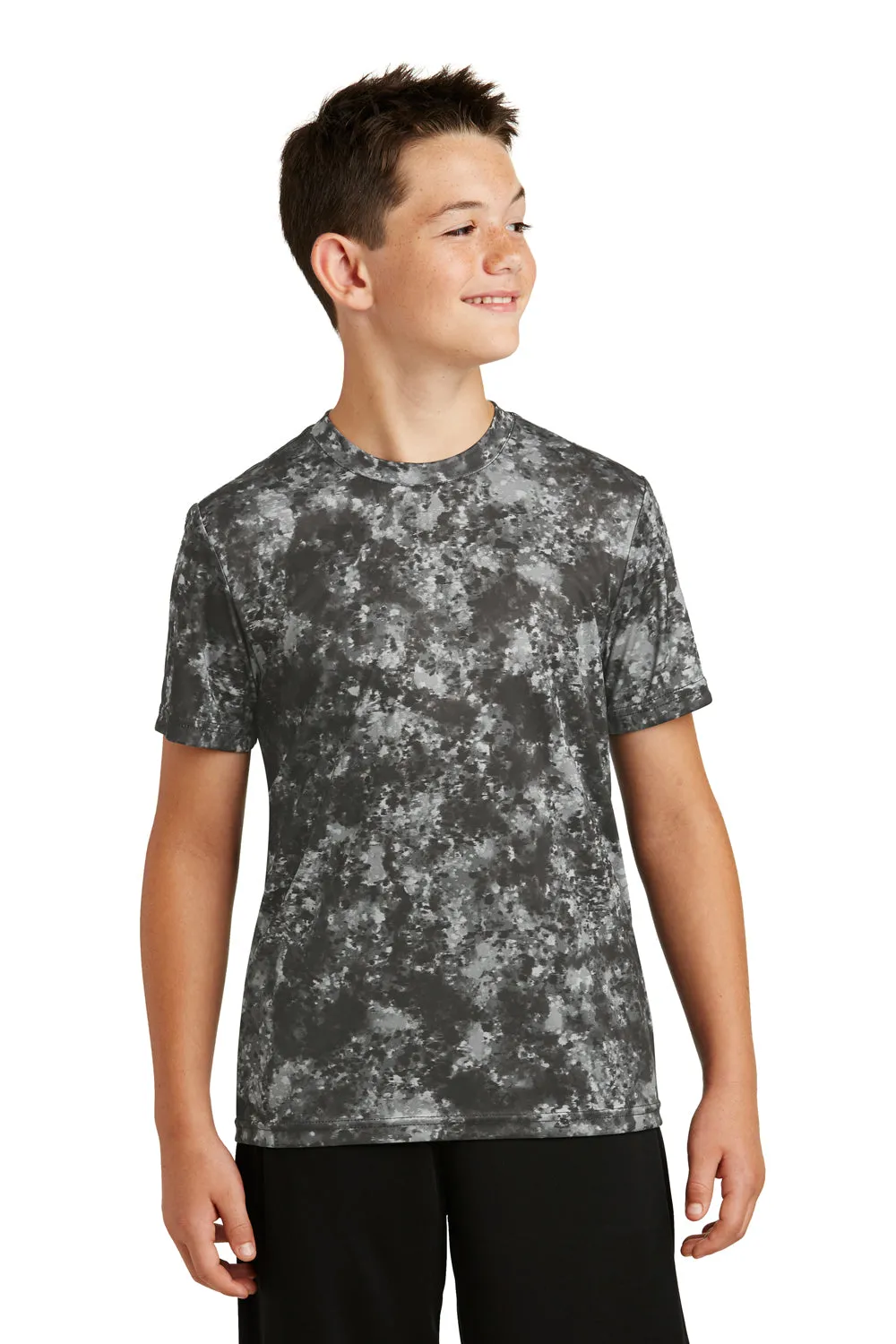 Sport-Tek Youth Mineral Freeze Feuchtigkeitstransportierendes Kurzarm-Crewneck-T-Shirt - Schwarz - Ausverkauf