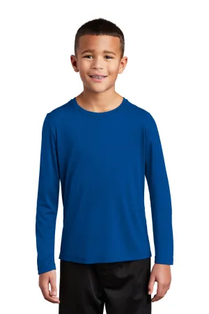 Sport-Tek Jugend Feuchtigkeitstransportierendes Langarm-Crewneck T-Shirt - Echtes Königsblau