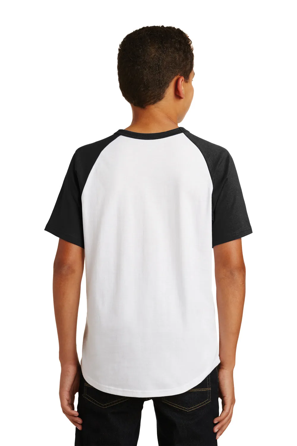 Sport-Tek Jugend Kurzarm Rundhals T-Shirt - Weiß/Schwarz