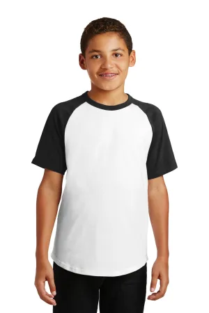 Sport-Tek Jugend Kurzarm Rundhals T-Shirt - Weiß/Schwarz