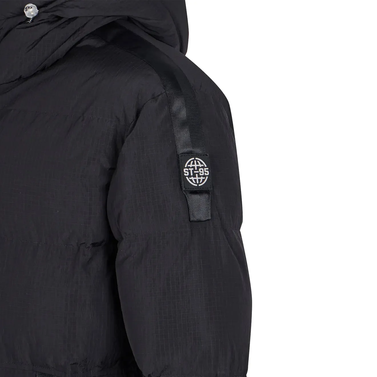 ST95 Kapuzen-Pufferjacke Schwarz