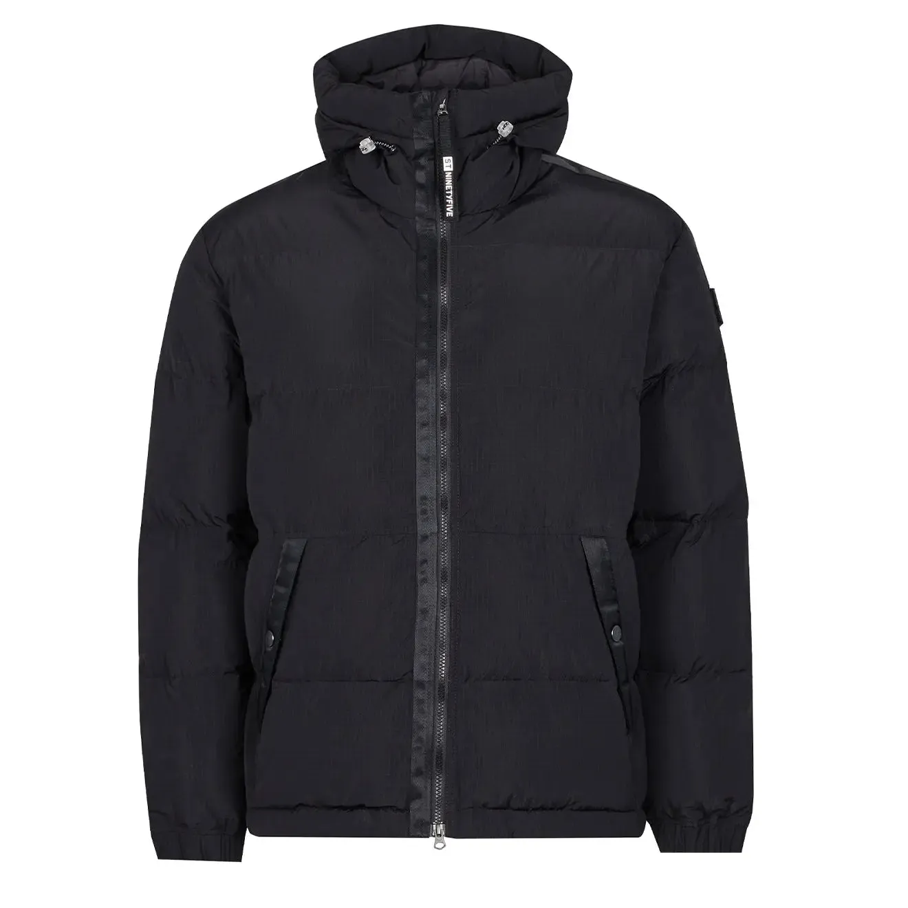 ST95 Kapuzen-Pufferjacke Schwarz