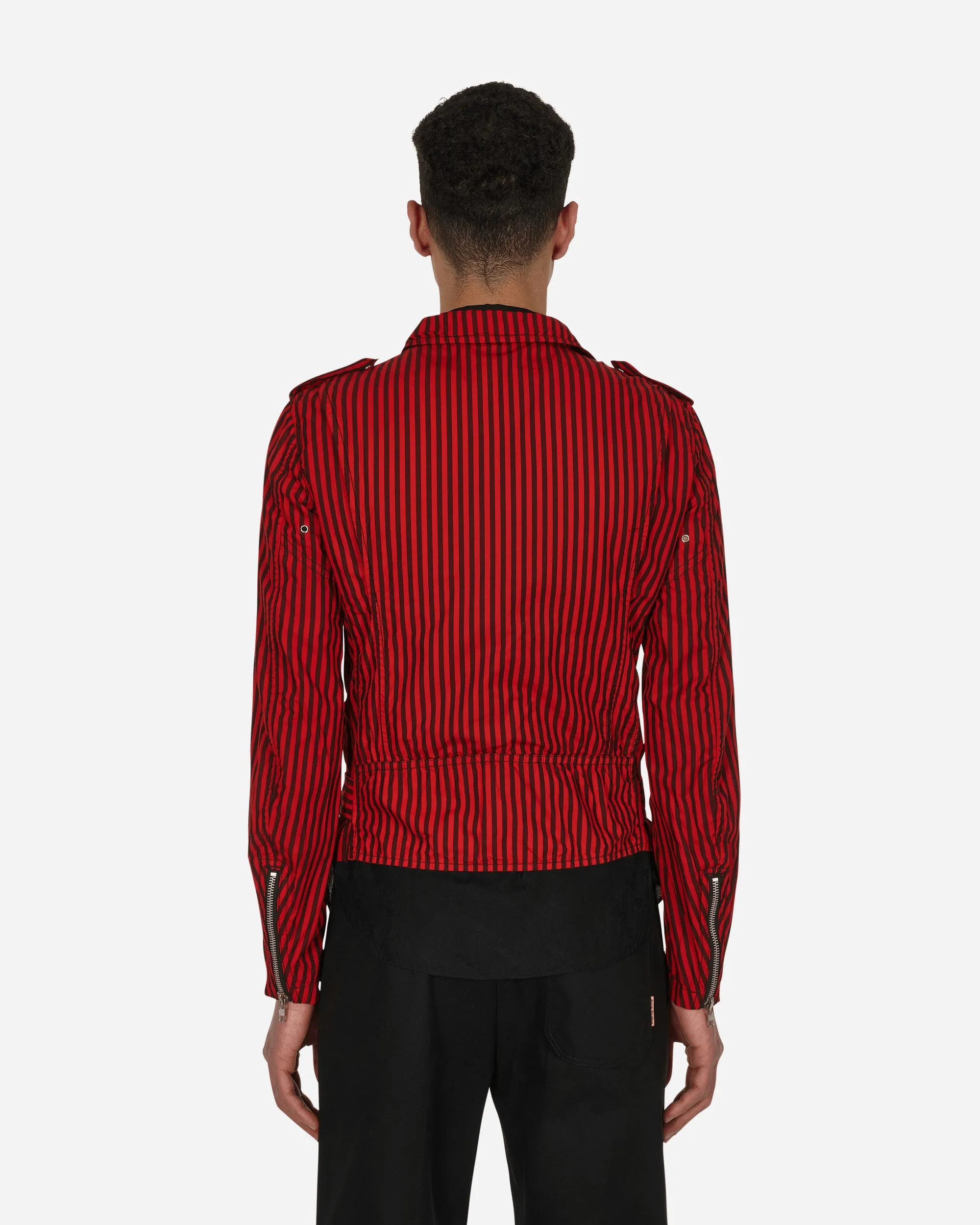 Gestreifte Bikerjacke Rot