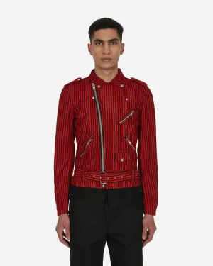 Gestreifte Bikerjacke Rot