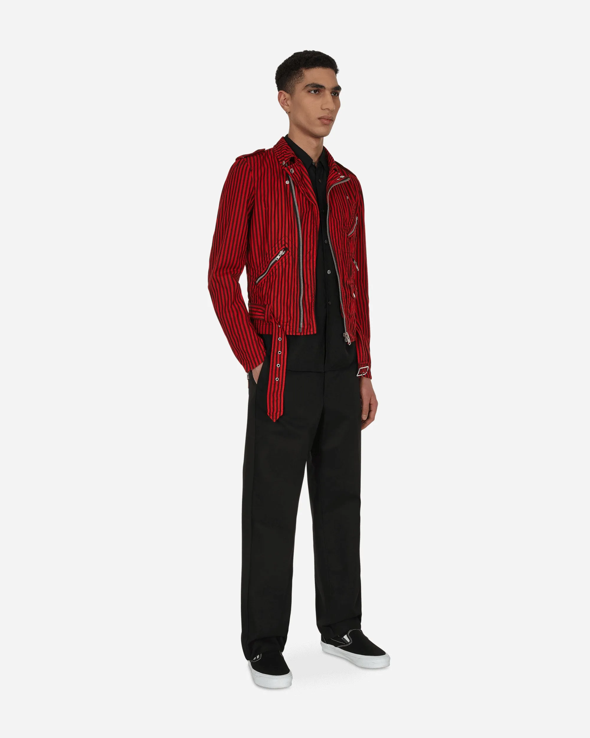Gestreifte Bikerjacke Rot