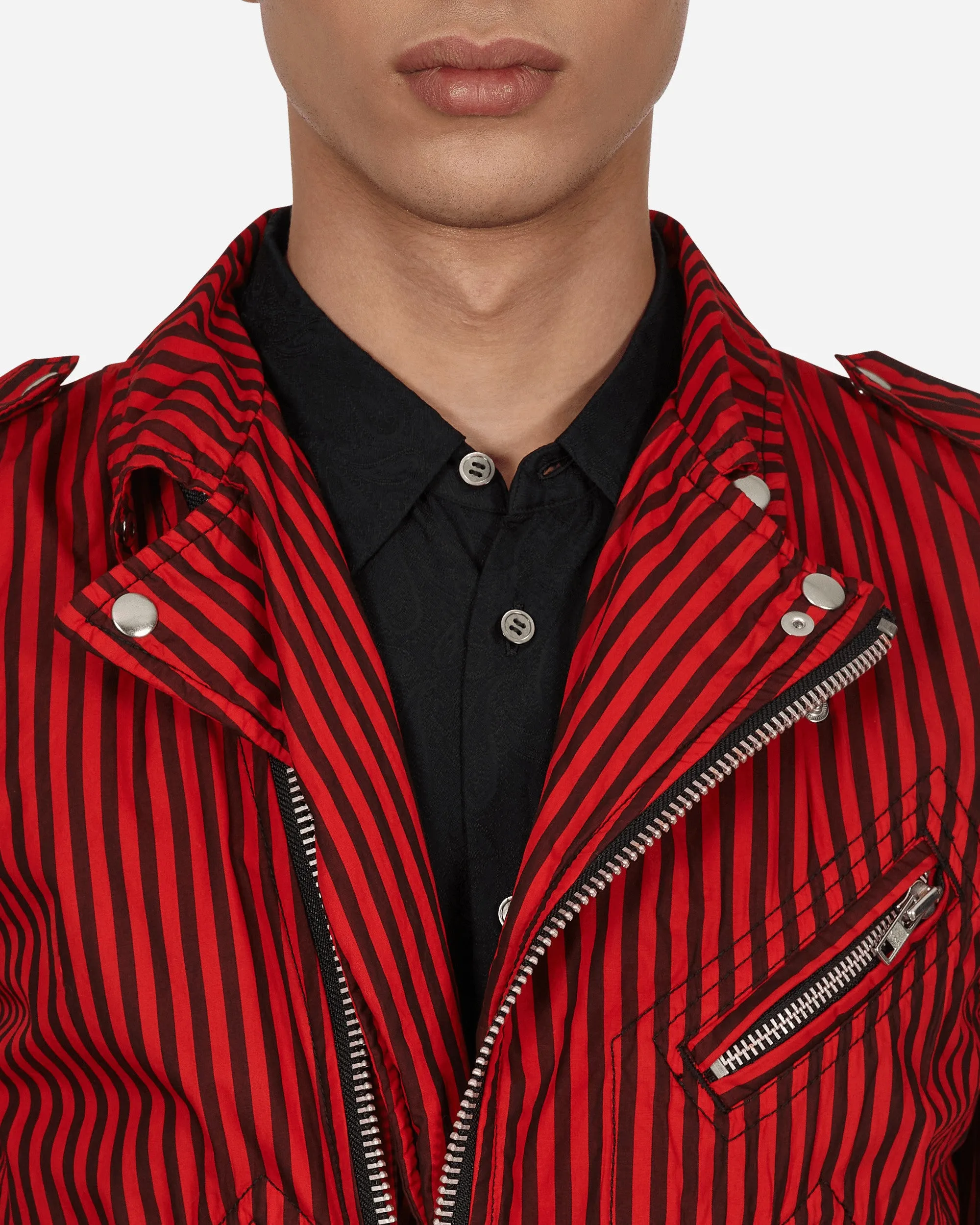 Gestreifte Bikerjacke Rot