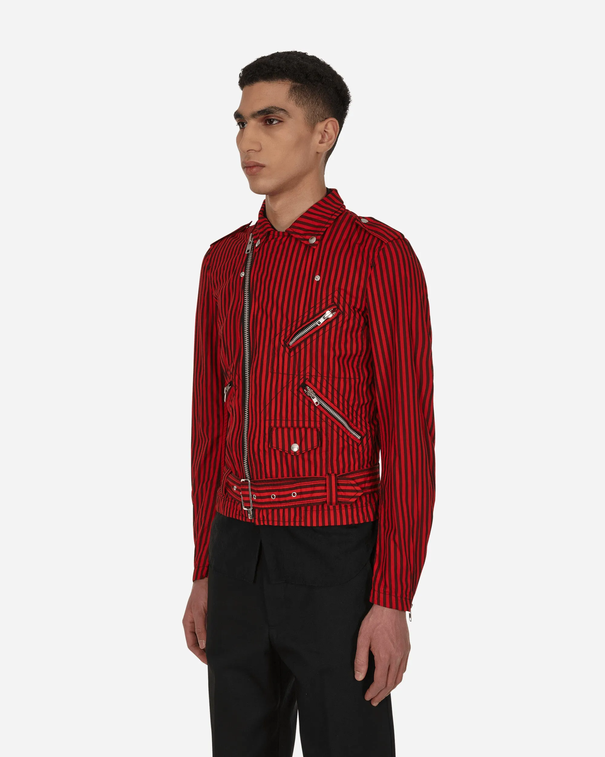 Gestreifte Bikerjacke Rot