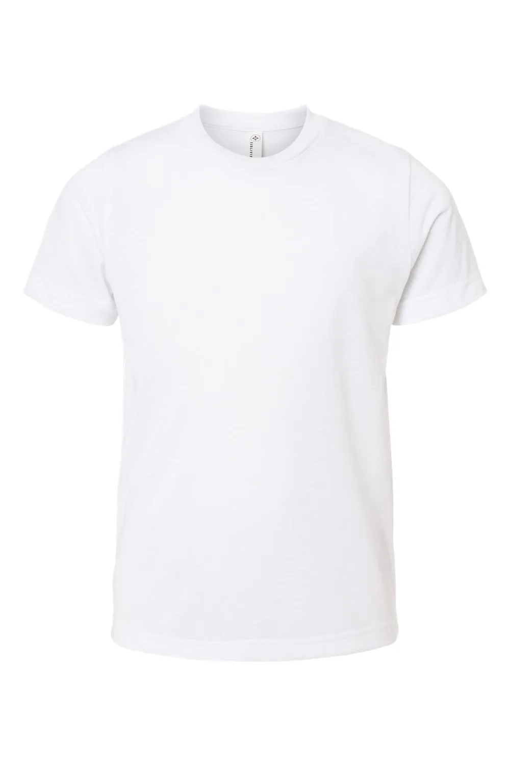 Sublivie Youth Sublimations Feuchtigkeitstransportierendes Kurzarm-T-Shirt mit Rundhalsausschnitt - Weiß